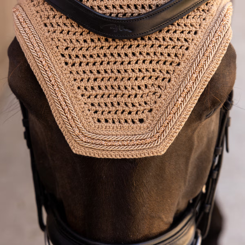 Kentucky Mini Pearls Velvet Wellington Fly Veil Full - Beige-1