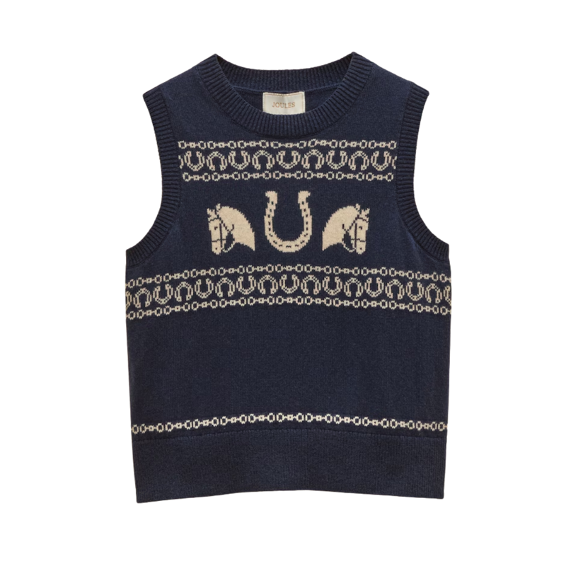 Joules Ladies Horse Icon Knit Vest - Navy-8