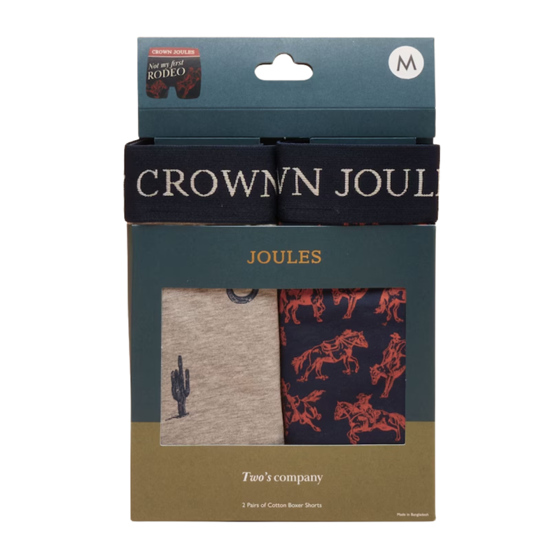 Joules Men's Crown Joules 2 Pack Boxers - Grey/Navy