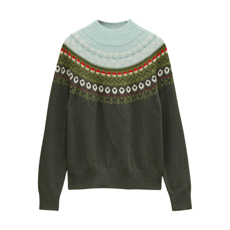 Joules Ladies Landscape Fairisle Jumper - Green-6
