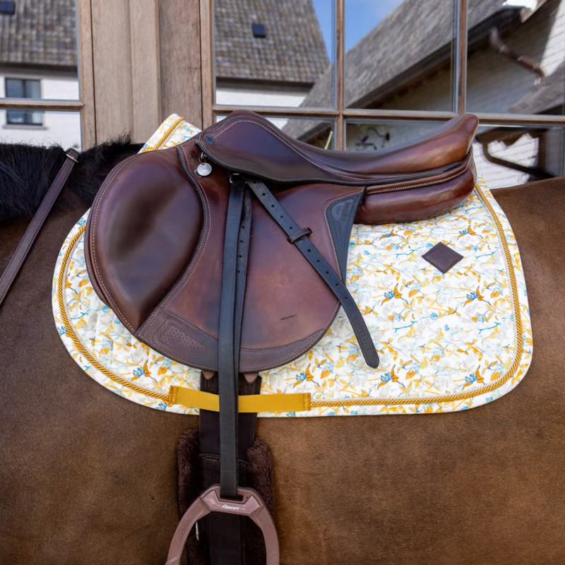 Kentucky Velvet Spring Leaves Whispers Printing Jumping Saddlepad - Brown/White