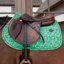 Kentucky Velvet Paisley Garden Printing Jumping Saddlepad - Green/Navy