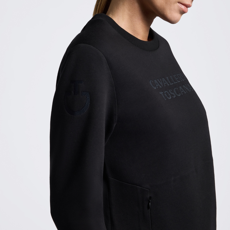 Cavalleria Toscana Women's Technical Crew Neck Hoodie - Black-2