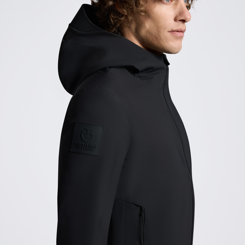 Cavalleria Toscana Men's Thermal Hooded Performance Softshell Jacket - Black-1