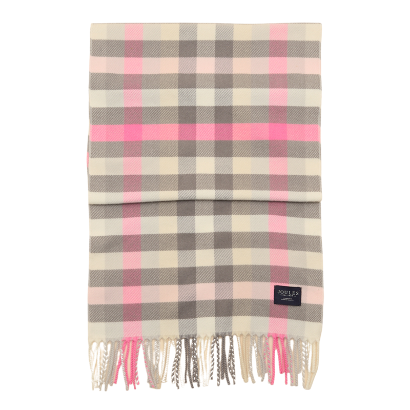 Joules Ladies Langtree Scarf - Pink/Grey Gingham-1