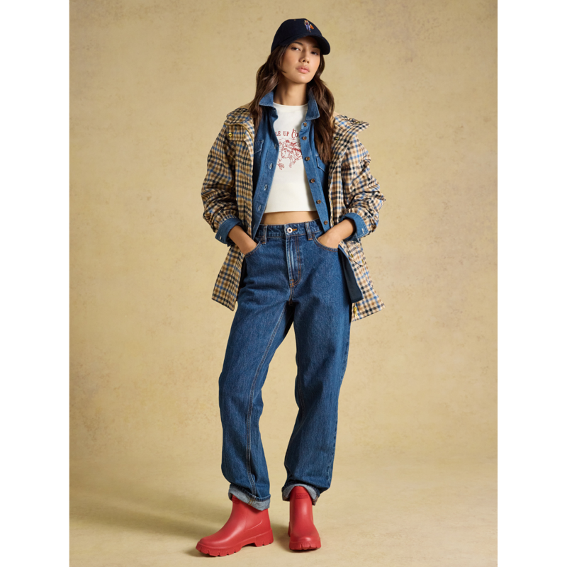 Joules Ladies Everdry Coat - Tan Check-8