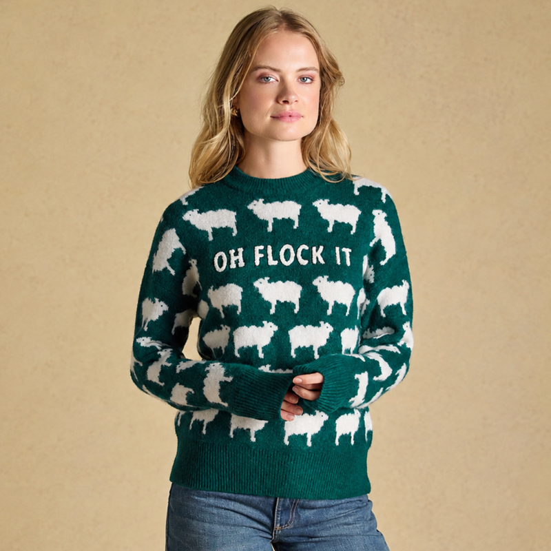 Joules Ladies Flock Knit Jumper - Green