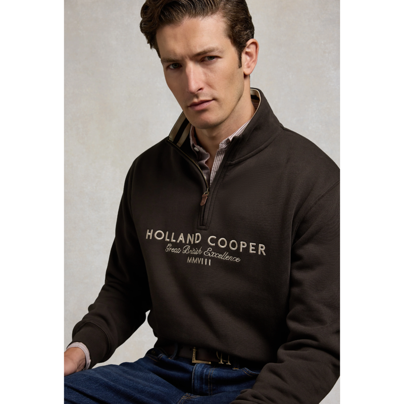 Holland Cooper Men's Heritage Quarter Zip Sweat - Bournville-1