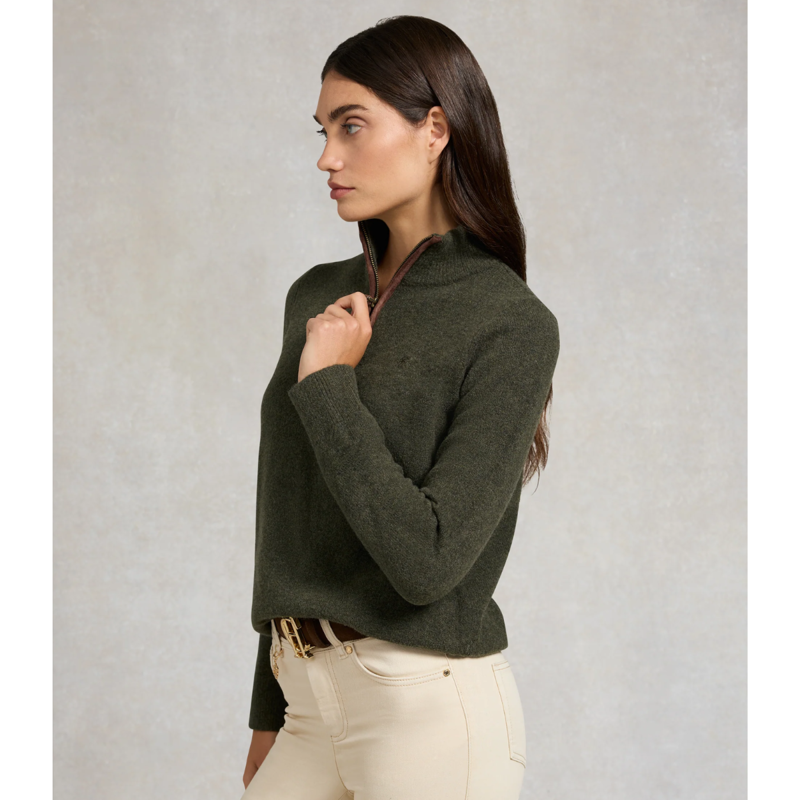 Holland Cooper Country Quarter Zip Knit - Forest Marl-1