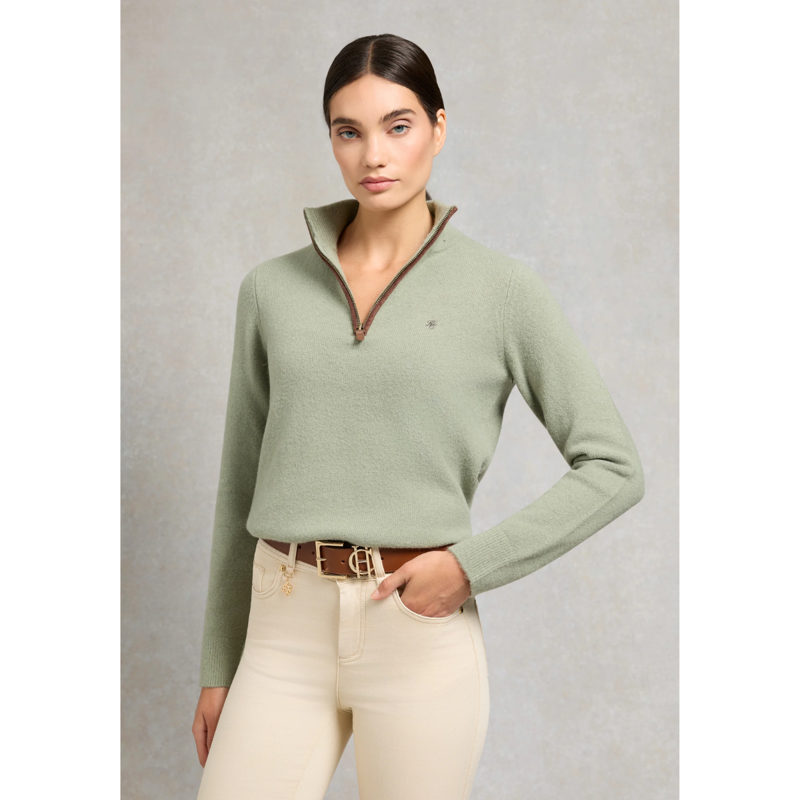 Holland Cooper Country Quarter Zip Knit - Sage-1