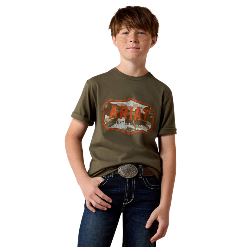 Ariat Youth Wild Creek Camo T-Shirt - Army Green