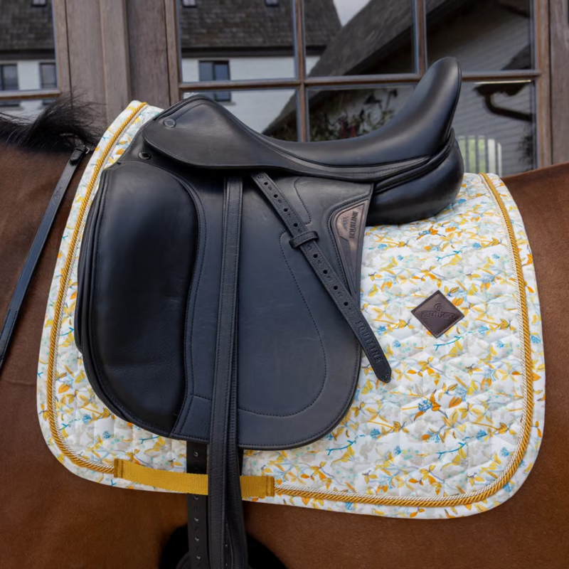 Kentucky Velvet Spring Leaves Whispers Printing Dressage Saddlepad - Brown/White