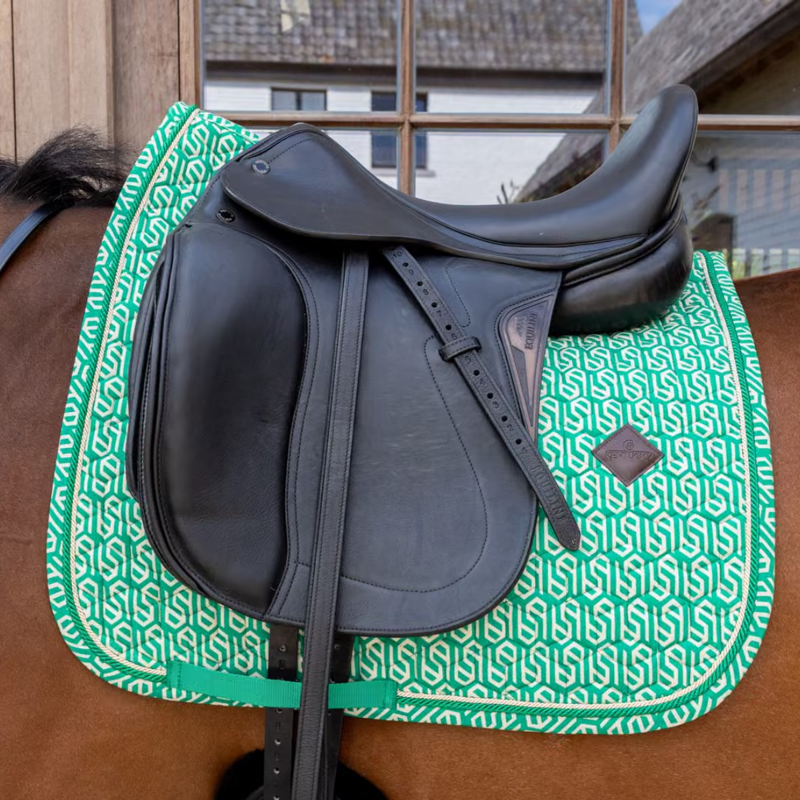 Kentucky Velvet Maze Cipher Printing Dressage Saddlepad - White/Green