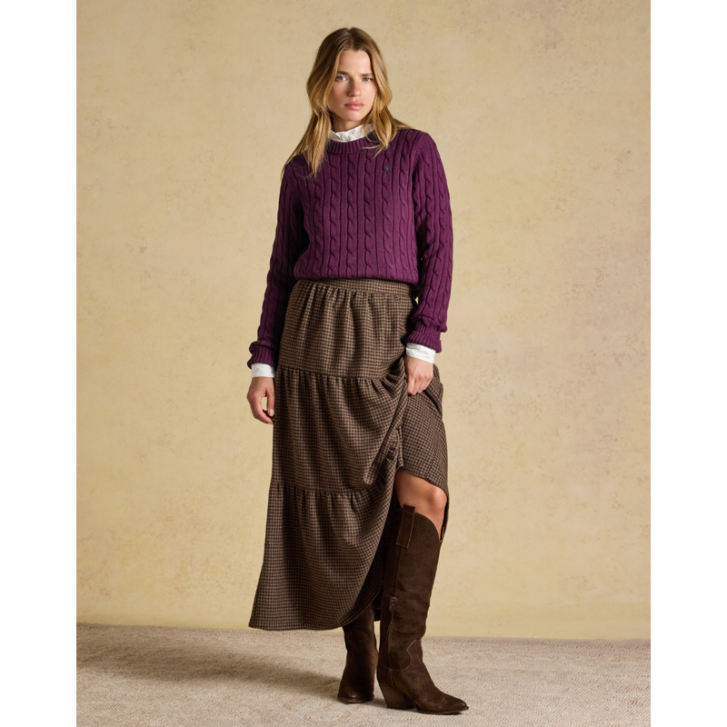 Joules Ladies Classic Cable Jumper - Wine-2