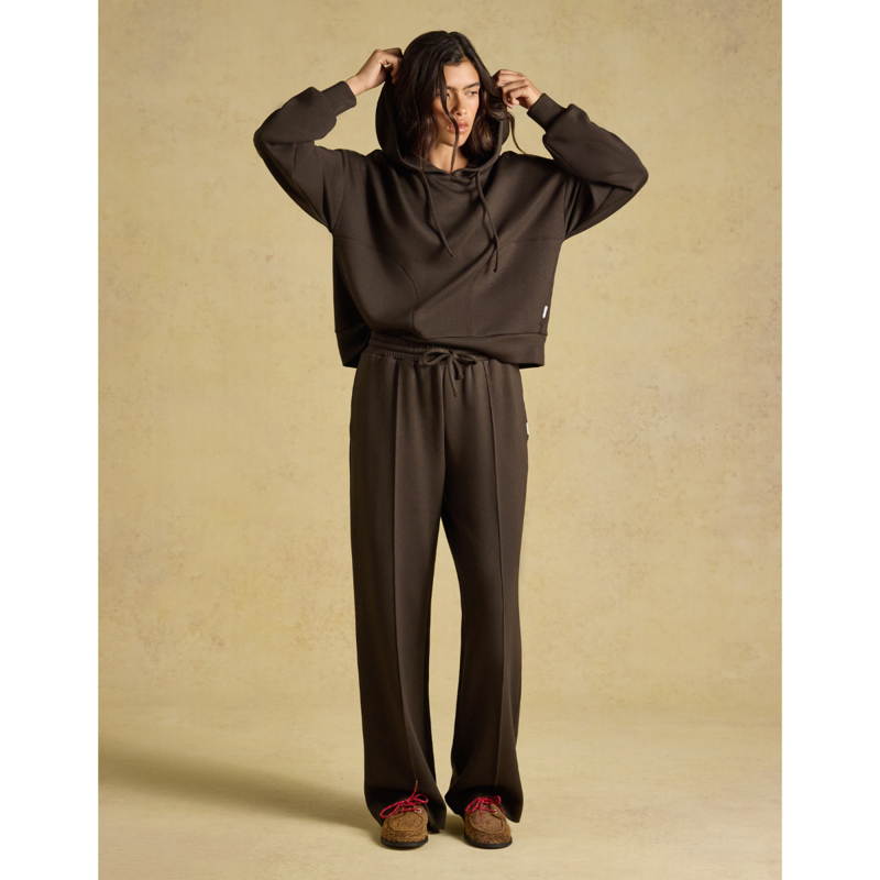 Joules Ladies Luxe Club Wide Leg Jogger - Chocolate Brown-2