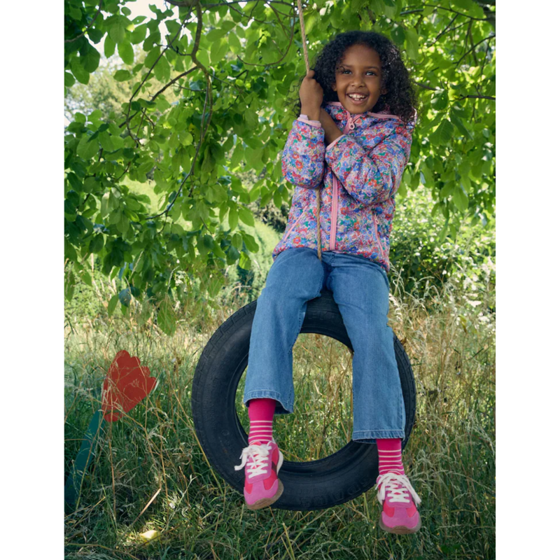 Joules Girls' Cairn Showerproof Padded Coat - Pink Ditsy-4