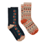Joules Ladies Everyday 2 Pack Socks - Tan Fairisle