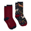 Joules Ladies Everyday 2 Pack Socks - Navy Woodland
