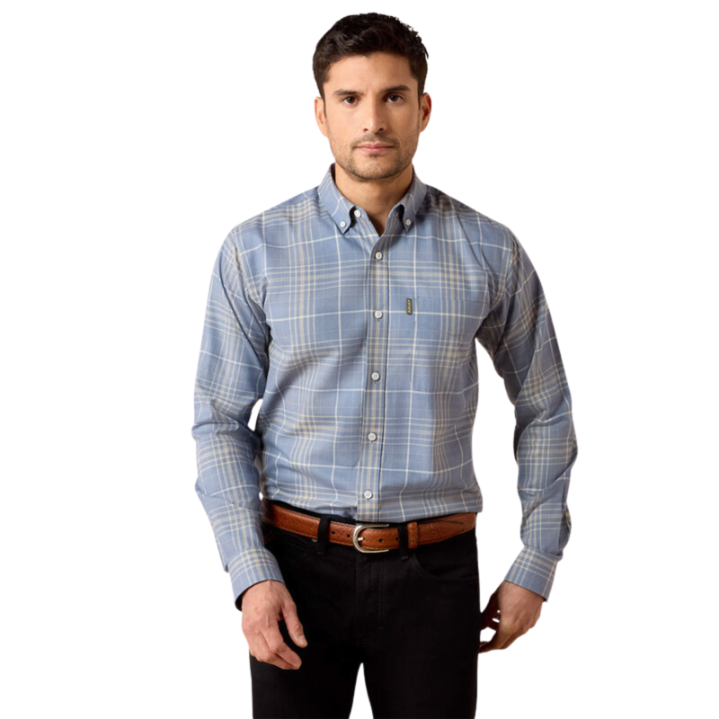 Ariat Men's Clement Shirt - Soft Blue Plaid-1