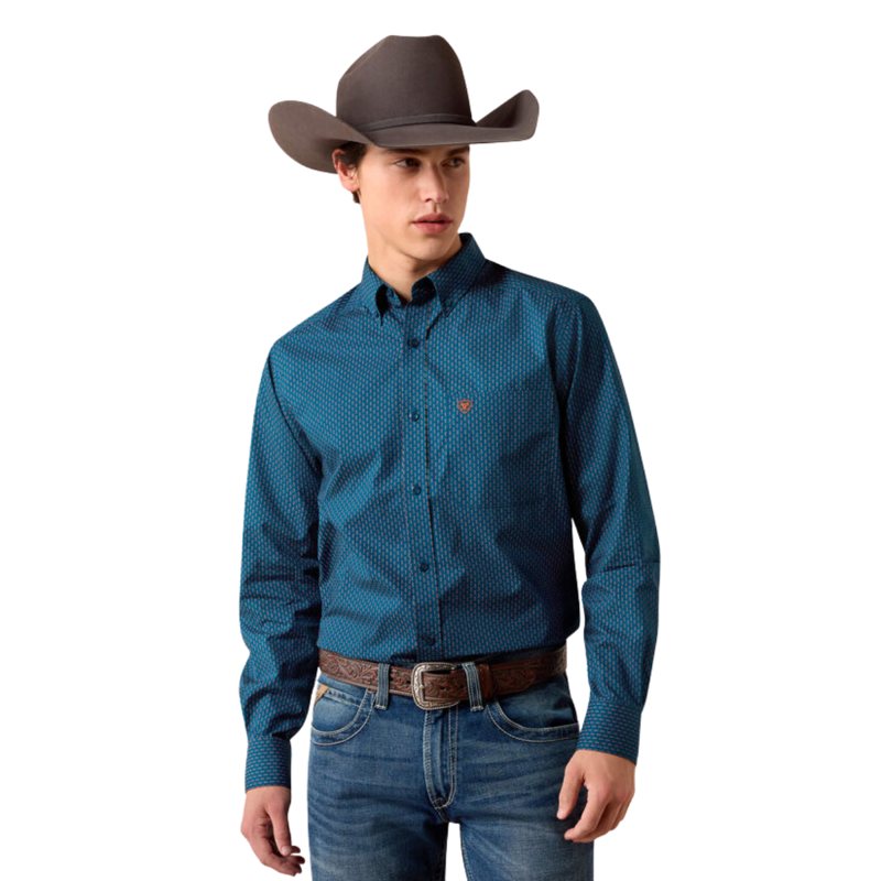 Ariat Men's Claude Fitted Shirt - Sailor Blue Micro Geometric Print