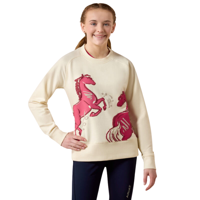 Ariat Youth Martine Sweatshirt - Antique White Let's Play