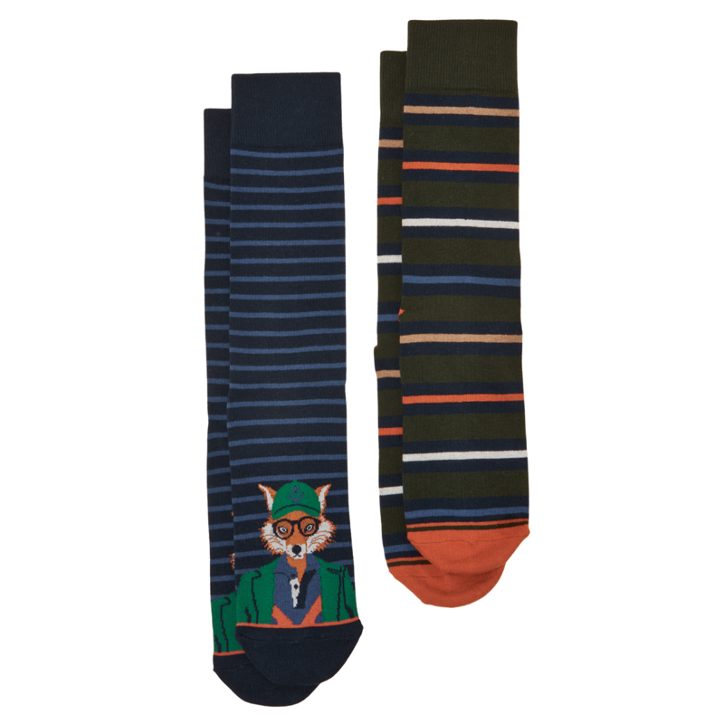 Joules Men's Kingsbury 2 Pack Socks - Navy Jonty Fox
