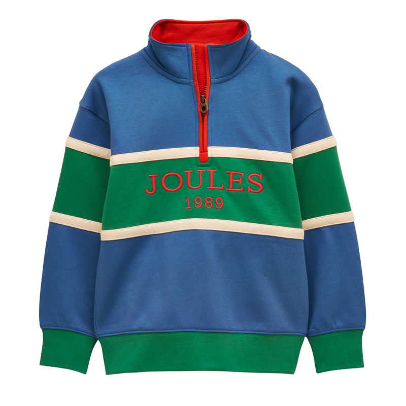 Joules Boys' Alfie Colourblock Quarter Zip Sweatshirt - Blue