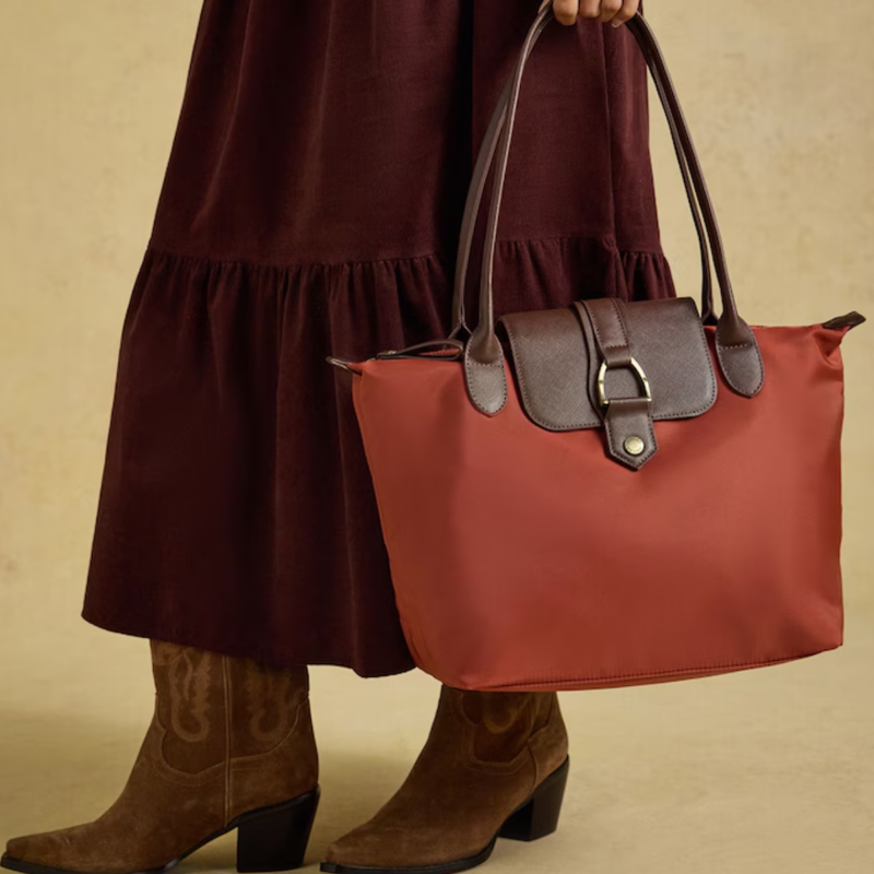 Joules Edie Zip Top Shopper Bag - Rust Orange