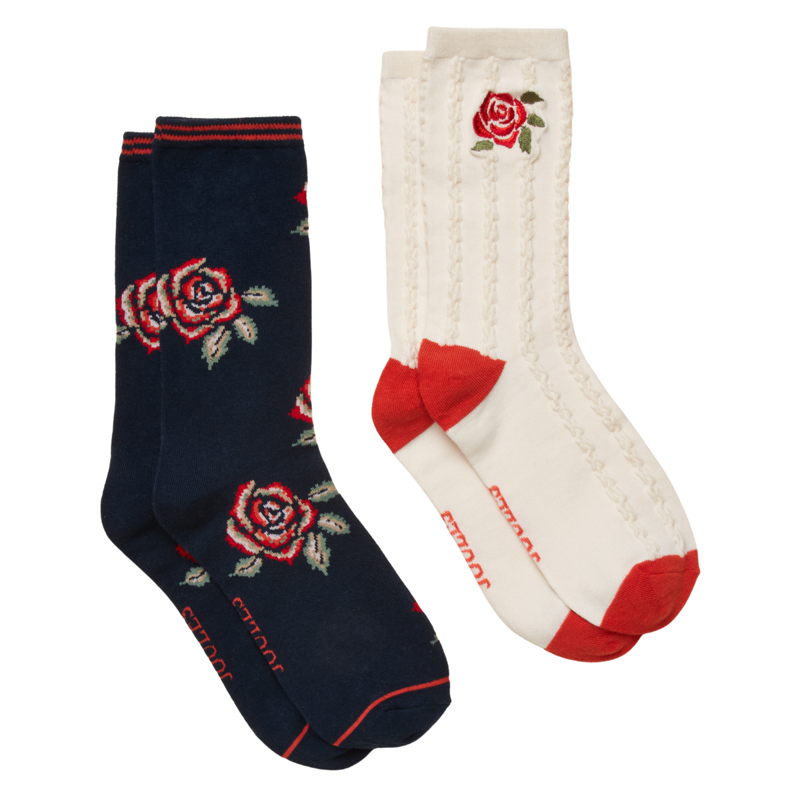 Joules Ladies Everyday 2 Pack Socks - Navy Rose