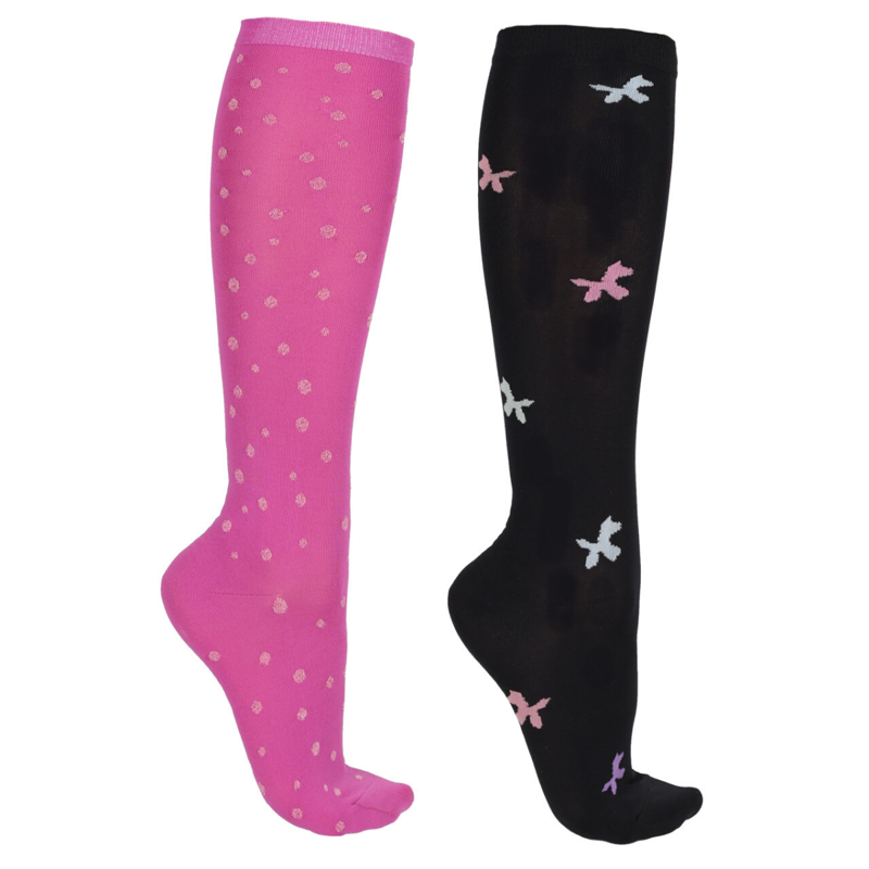 QHP Junior 2-pack Long Socks in Gift Box Isalyn - Unicorn Dream