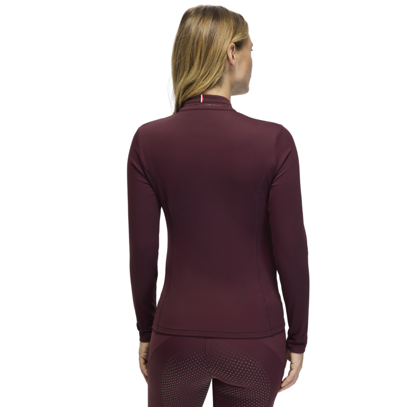 Tommy Hilfiger Cady Women's 1/4 Zip Rhinestone Training Top - Deep Burgundy-1