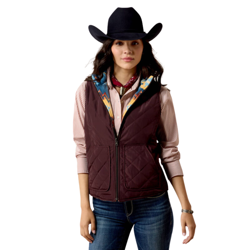 Ariat Women's Dilon 2.0 Reversible Insulated Vest - Chocolate Plum/Lakeside Southwest