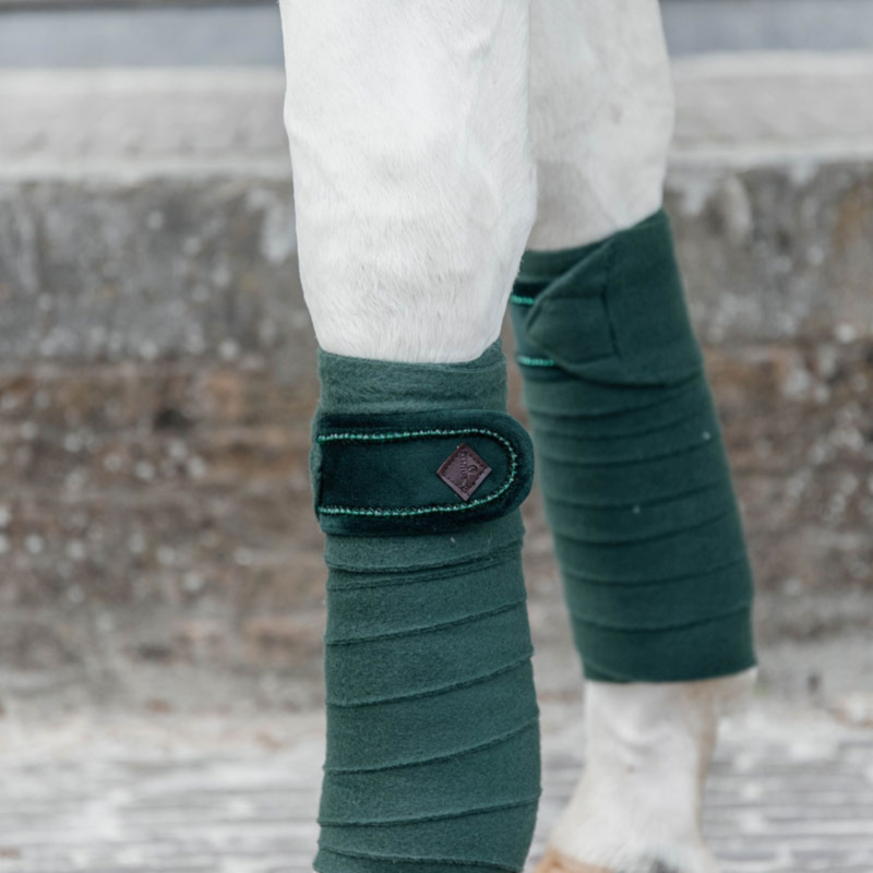 Kentucky Polar Fleece Velvet Pearls Bandages - Pine Green-2