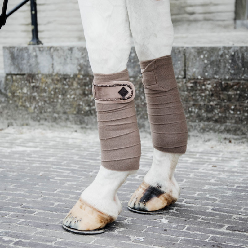 Kentucky Polar Fleece Velvet Pearls Bandages - Beige