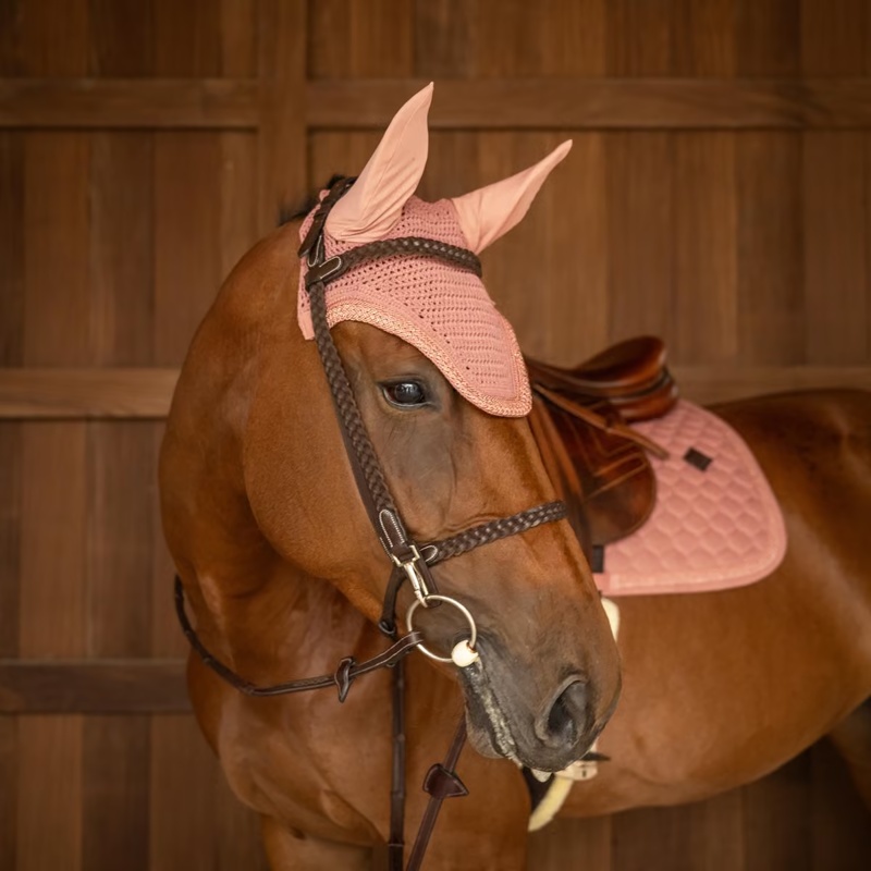Kentucky Wellington Plaited Glitter Rope Fly Veil Full - Old Rose