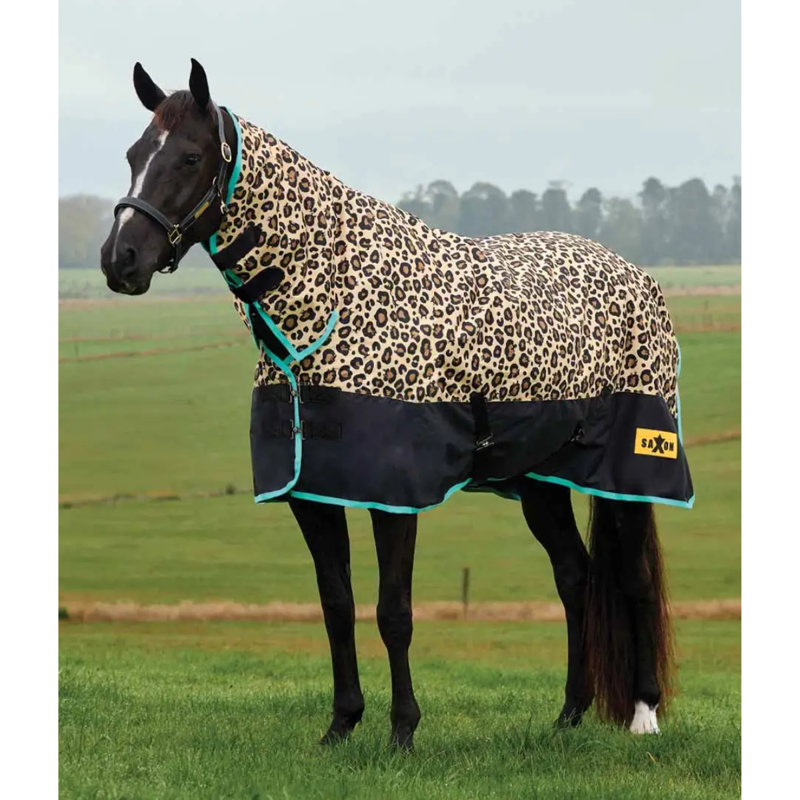 Saxon Defiant 600D Combo Neck Medium Turnout Rug - Leopard Print