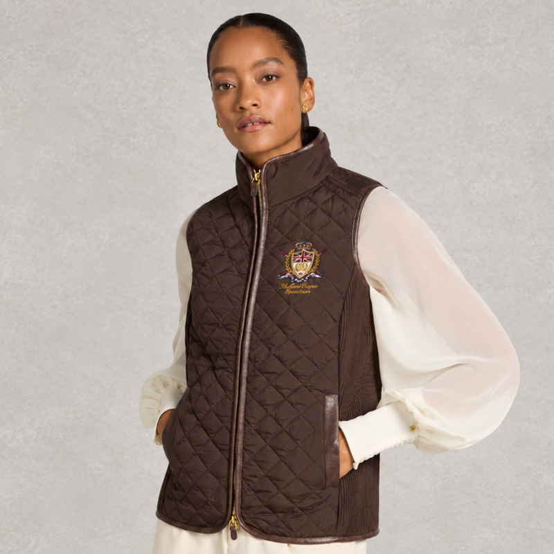 Holland Cooper Boughton Diamond Quilt Gilet - Walnut