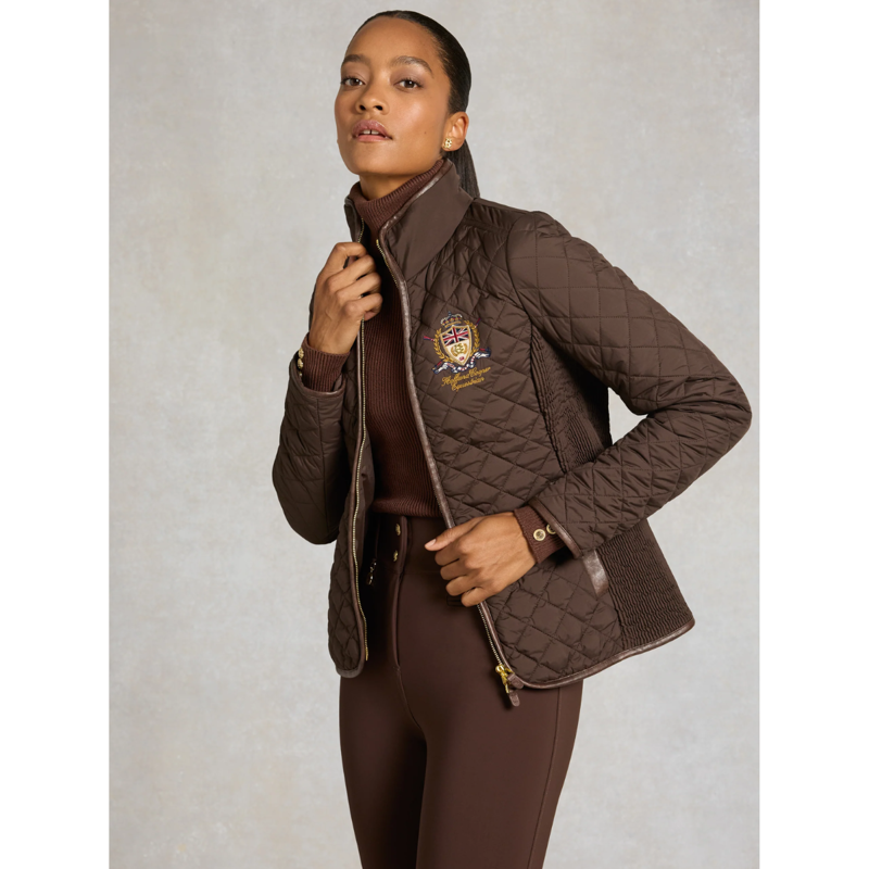 Holland Cooper Boughton Diamond Quilt Jacket - Walnut-1