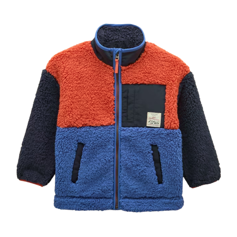 Joules Boys' Billy Full Zip Fleece - Blue/Orange