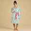 Joules Ladies Luna Dressing Gown - Green/White Stripe
