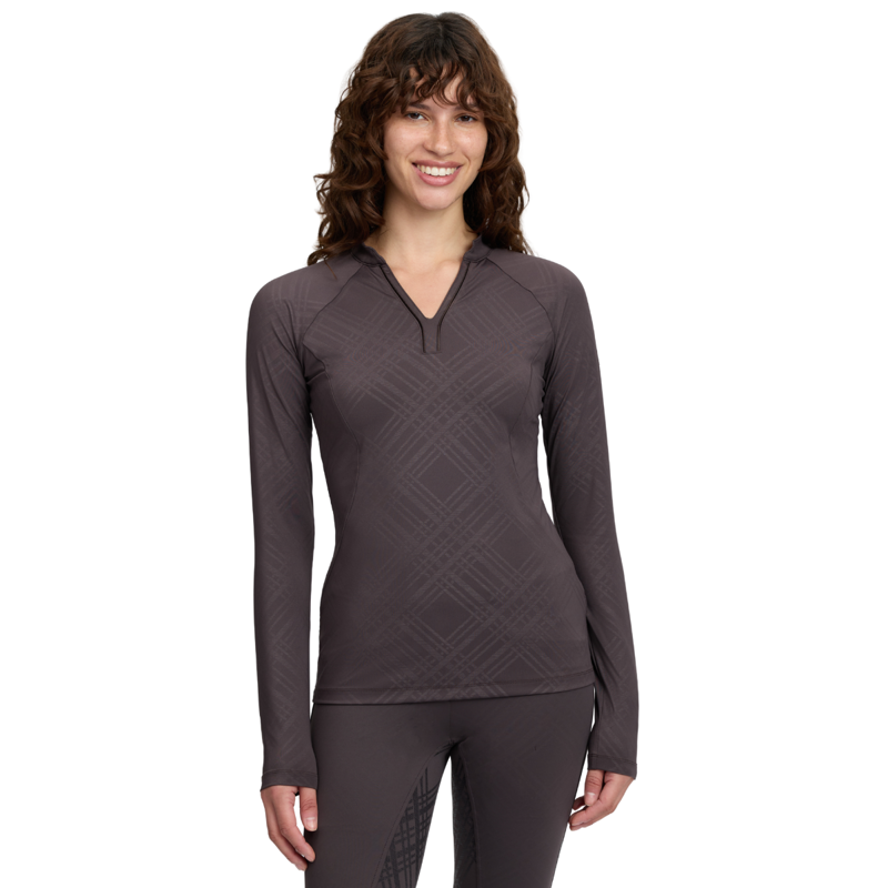 LeMieux Heritage Check Long Sleeve Base Layer - Cocoa
