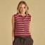 Joules Ladies Holly Button Through Knitted Vest - Pink Stripe