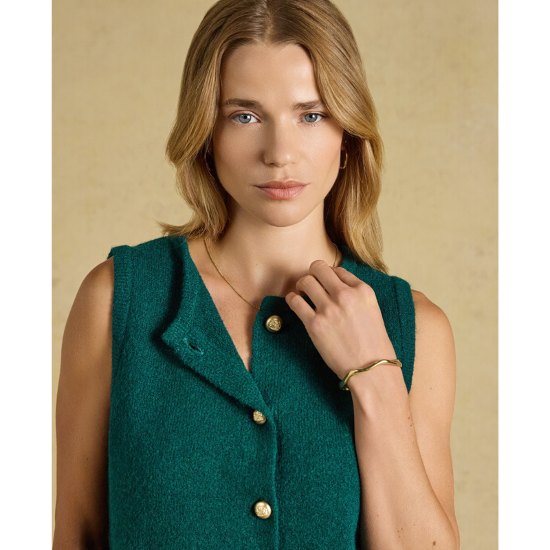 Joules Ladies Holly Button Through Knitted Vest - Green-1