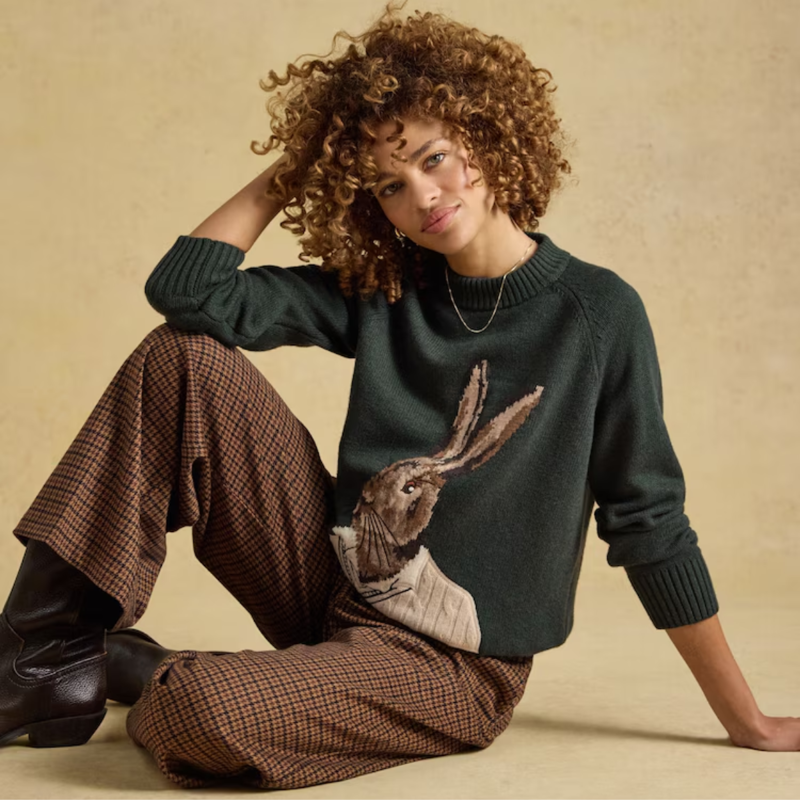 Joules Ladies Hare Knit Jumper - Green-1