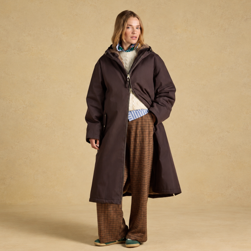 Joules Ladies Coverall Coat - Chocolate Brown