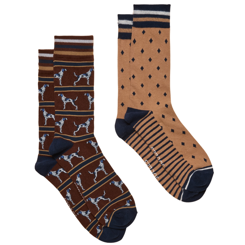 Joules Men's Kingsbury 2 Pack Socks - Brown Dog