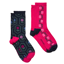 Joules Ladies Everyday 2 Pack Socks - Navy/Pink Floral