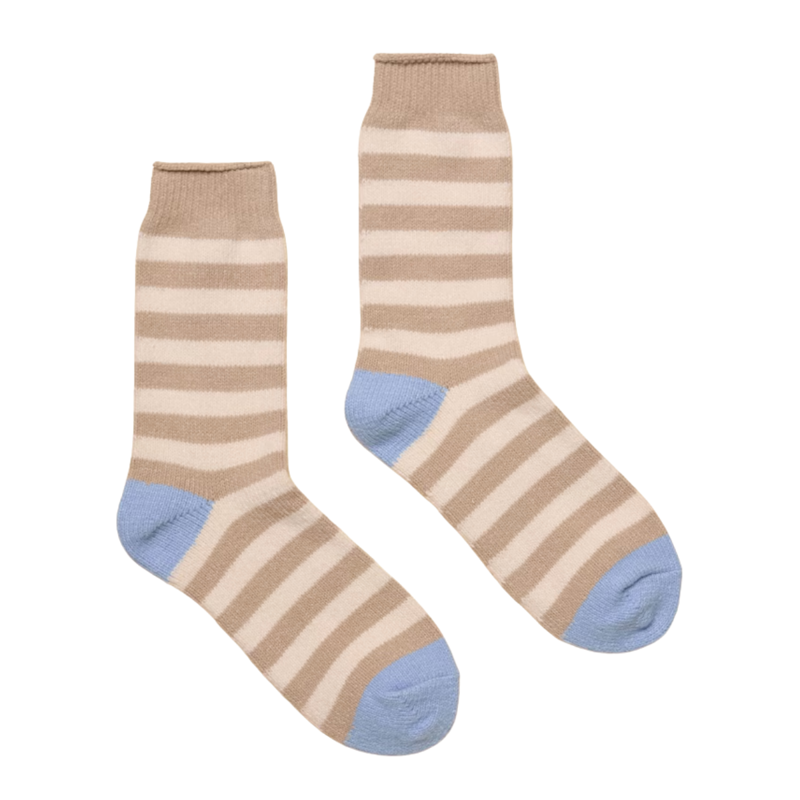 Joules Ladies Cosy Stripe Socks - Oat Stripe