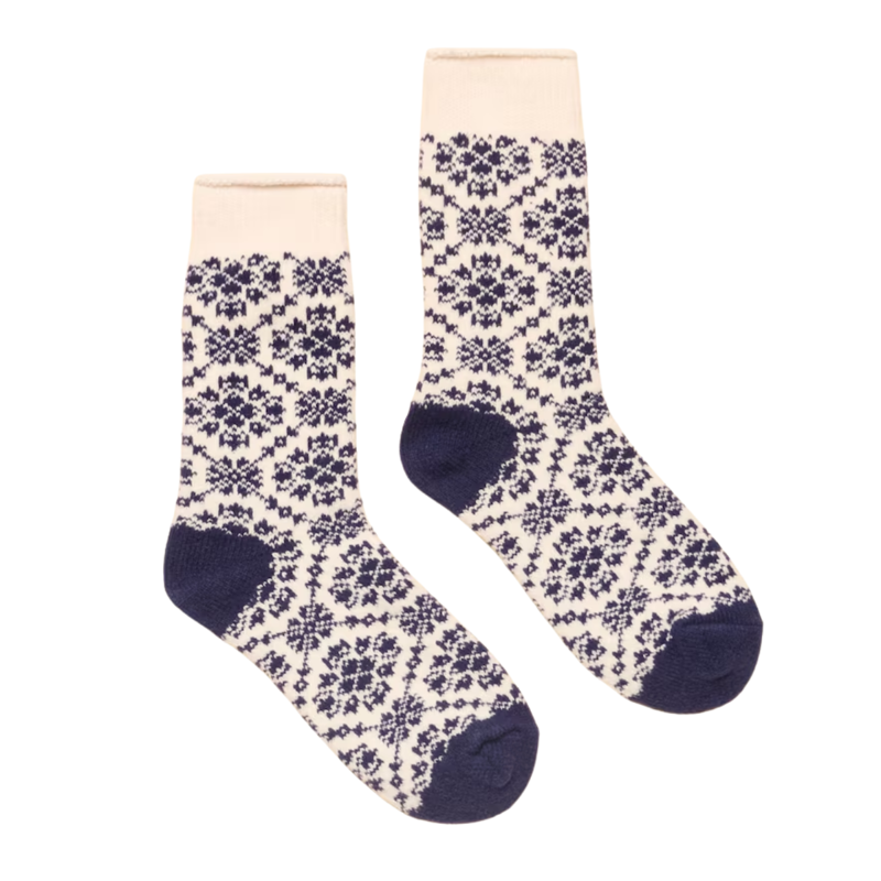 Joules Ladies Cosy Geo Socks - Navy Geo