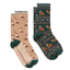 Joules Ladies Everyday 2 Pack Socks - Neutral Green Fox